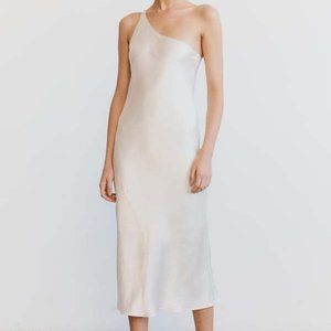 Third Form One Shoulder Bias Cut Dress in Cream Size M